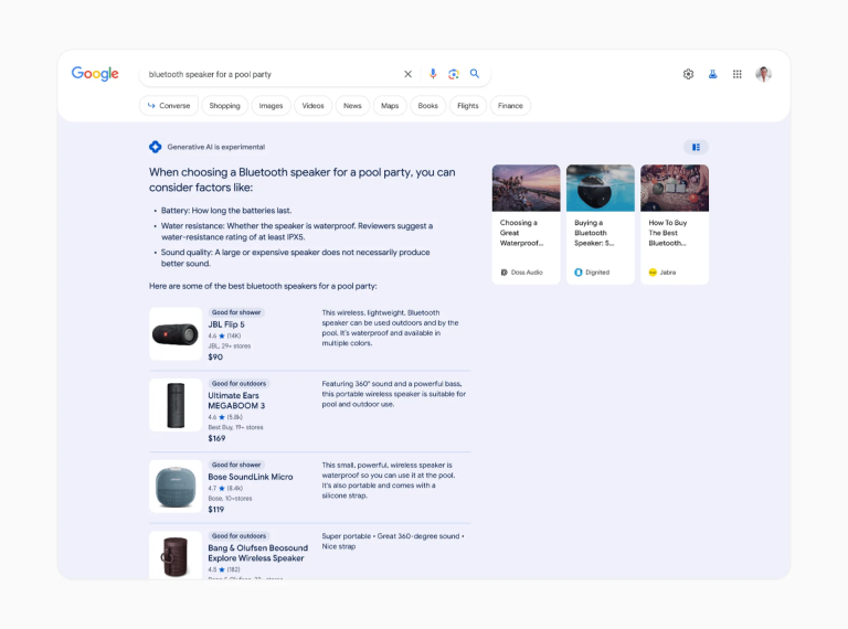 Capture d'écran de google Search